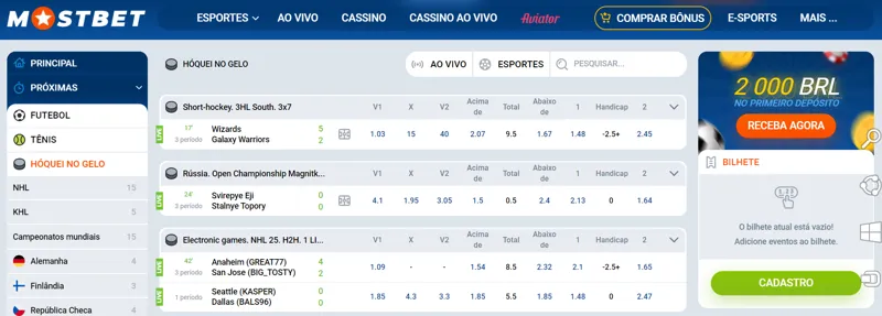 Apostas em hóquei na MostBet Brasil