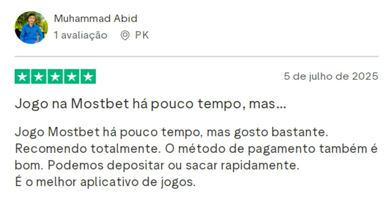 Opinião do cliente sobre o sistema de pagamento da MostBet