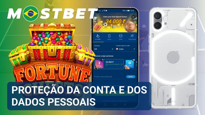 Tela de segurança da conta com configurações de senha, verificação e proteção de informações pessoais.