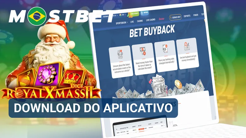 Página de download com botões correspondentes às versões do aplicativo Mostbet para diferentes dispositivos móveis.