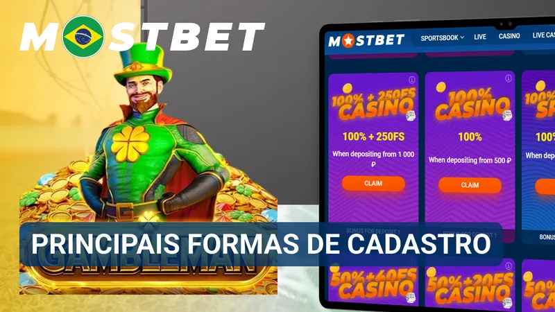 Diferentes opções de criação de conta aparecem reunidas no menu de registro da plataforma.